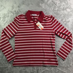 Y2K Callaway Long Sleeve Shirt Medium Red‎ And White Striped Polo NWT